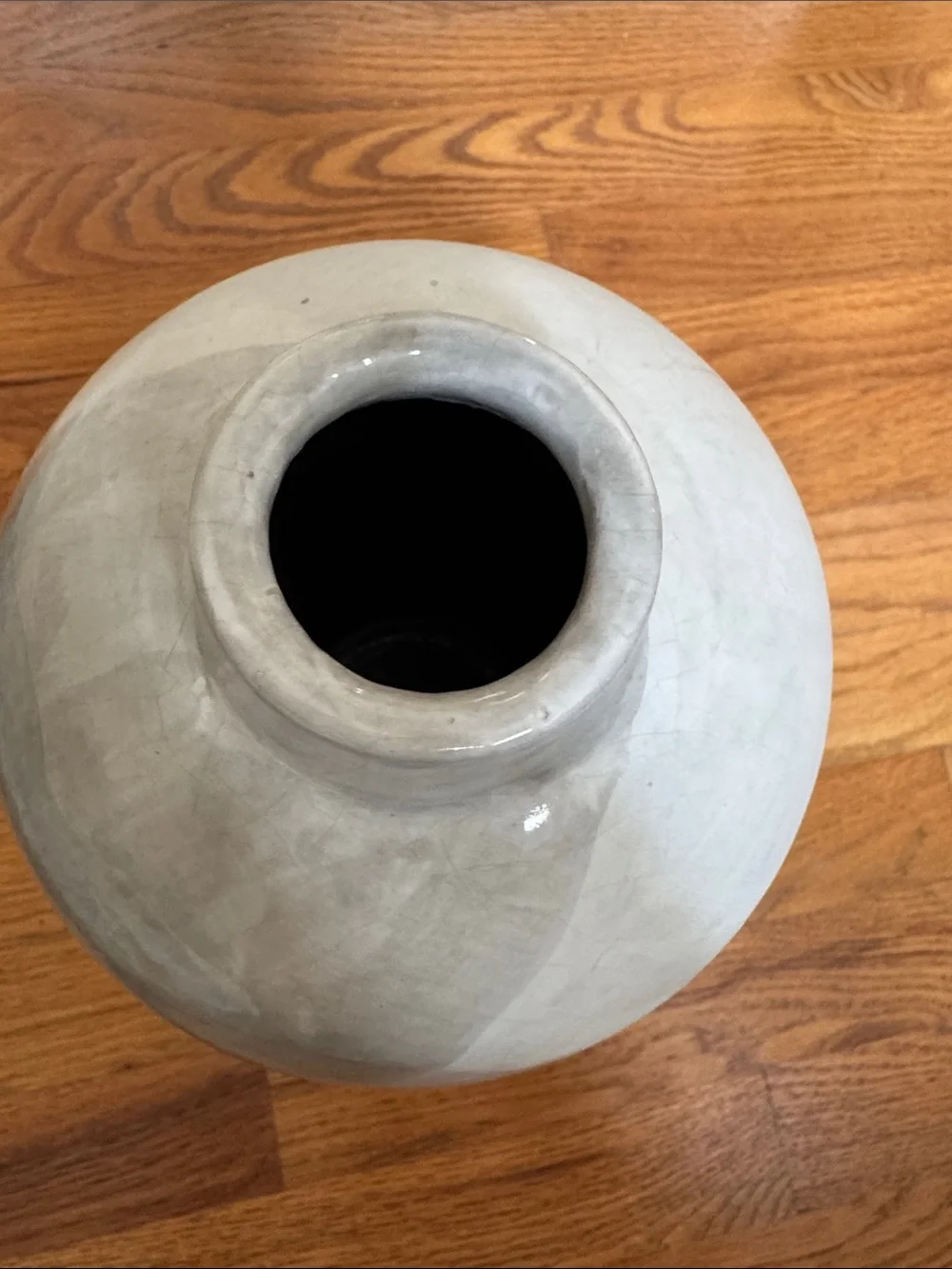 Glossy Gray Ceramic Vase,  14 inches.